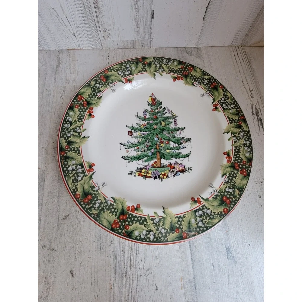 Vintage 12‎ Spode xmas tree berry plate home decor Mistletoe